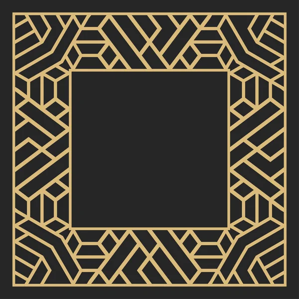 Dairesel dekoratif altın çerçeve. Dikdörtgen biçiminde soyut süs, yazı için yer var. Lüks malların, logoların, monogramların, tebrik kartlarının tasarımı. Vektör. 
