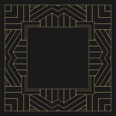 Metin için yeri olan doğrusal dekoratif çerçeve. Minimalist vektör süsü. Monogram, tebrik kartı, düğün davetiyesi. Vektör grafikleri.