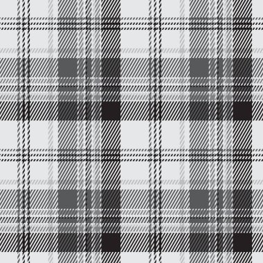 Siyah ve beyaz ekose desenli. Soyut, çizgili, çizgili duvar kağıdı. Tek renkli modern kafes dokusu. Kumaşlar, gömlekler, tekstil ve perdeler üzerindeki baskı vektör grafikleri.