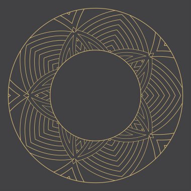 Metin için yeri olan doğrusal dekoratif çerçeve. Minimalist vektör süsü. Monogram, tebrik kartı, düğün davetiyesi. Vektör grafikleri.