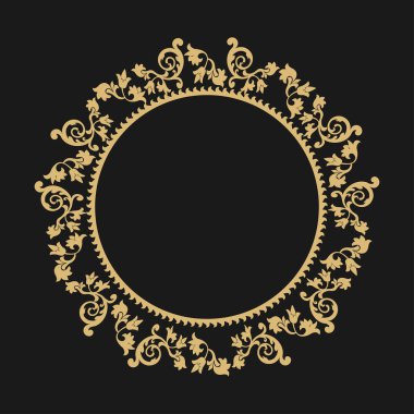 Barok dairesel süs. Yazı için yeri olan kaliteli bir çerçeve. Grafik logo tasarımı, tebrikler, davetiyeler, dekorasyonlar. Vektör illüstrasyonu.