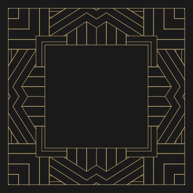 Metin için yeri olan doğrusal dekoratif çerçeve. Minimalist vektör süsü. Monogram, tebrik kartı, düğün davetiyesi. Vektör grafikleri.