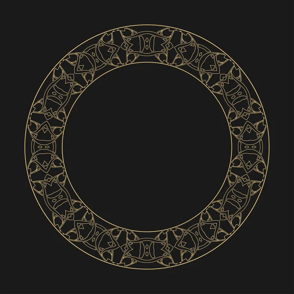 Декоративный Круглый Орнамент Восточном Стиле Золотая Круглая Стильная Рама Художественный Стоковый вектор