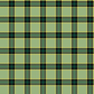 Ekose desenleri kontrol et. Yeşil, sarı, siyah desenli ringa kemiği. İskoç moda kafesi geçmişi. Kumaş, gömlek, tekstil, perde ve masa örtüsü üzerine vektör grafikler.