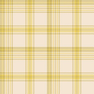 Ekose desenli. Bej, sarı, gri piksel arka plan kontrollü. Tartan kafesi soyut dokusu. Kumaş, gömlek, tekstil, perde ve masa örtüsü üzerine vektör grafikleri.