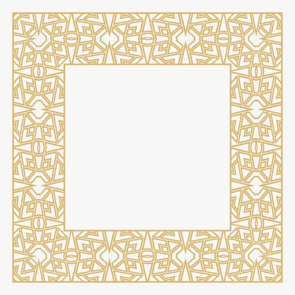 Cornice Circolare Decorativa Oro Ornamento Astratto Elegante Rettangolare Con Posto — Vettoriale Stock