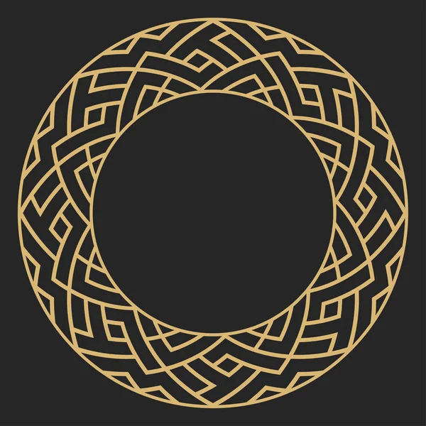 Cirkulär Dekorativ Guldram Geometrisk Abstrakt Prydnad Med Plats För Text Vektorgrafik