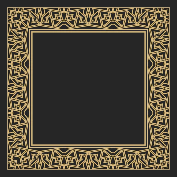 Круглая Декоративная Золотая Рама Прямоугольный Стильный Абстрактный Орнамент Местом Текста — стоковый вектор