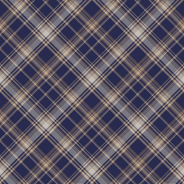 Ekose desenleri kontrol et. Kahverengi, beyaz, gri, mavi geometrik ringa kemiği arkaplan dokusu. İskoç moda kafesi. Kumaş, gömlek, tekstil, perde ve masa örtüsü üzerine vektör grafikler.