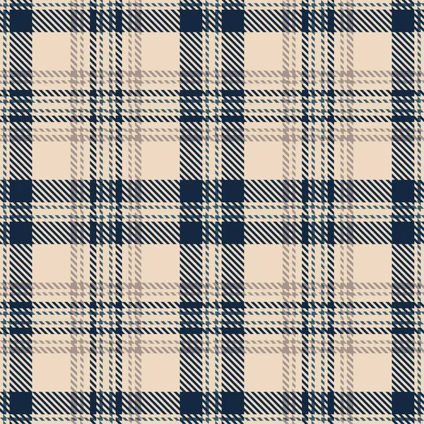 Padrão Sem Costura Xadrez Creme Fundo Azul Escuro Checkered Tartan — Vetor de Stock