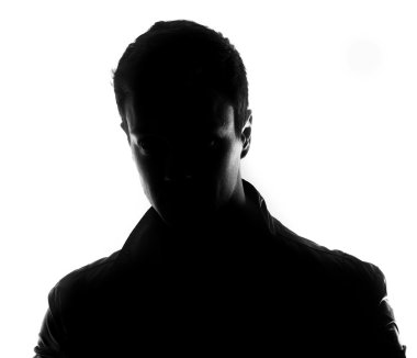 Male silhouette isolated on white clipart