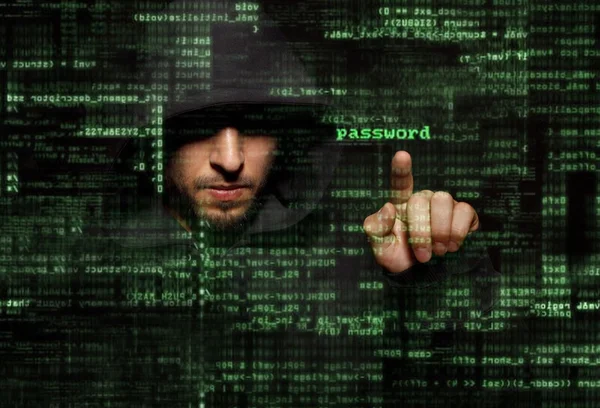 Silhouette eines Hackers — Stockfoto