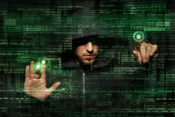 Silhouette of a hacker — Stock Photo, Image