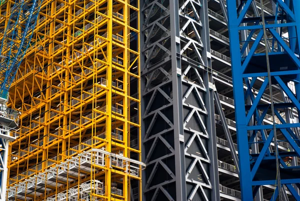 Colorful scaffolding at tower build in City of London Royalty Free Stock Images