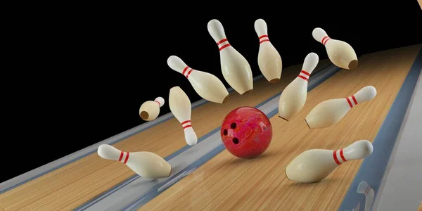 Bowlingová Hra Kuželky Bowlingová Koule Trati — Stock fotografie