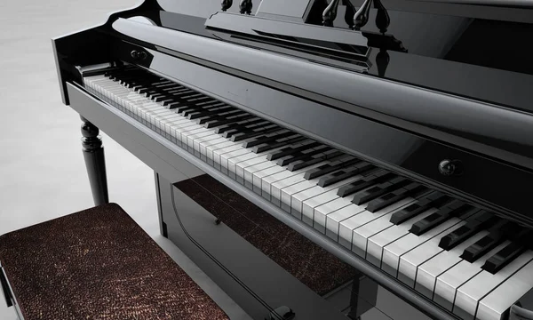 Black grand piano. High resolution image. 3d illustration Stock