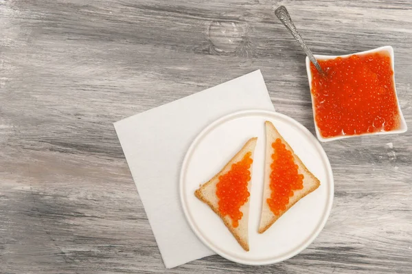 Toasts Red Caviar Plate — Stock Fotó