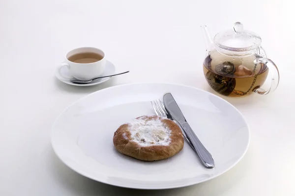 Sernik i herbata — Zdjęcie stockowe