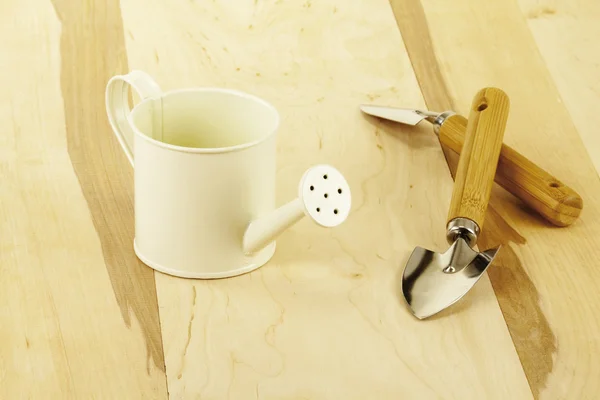 Watering can and two small scapula — Stock Photo, Image