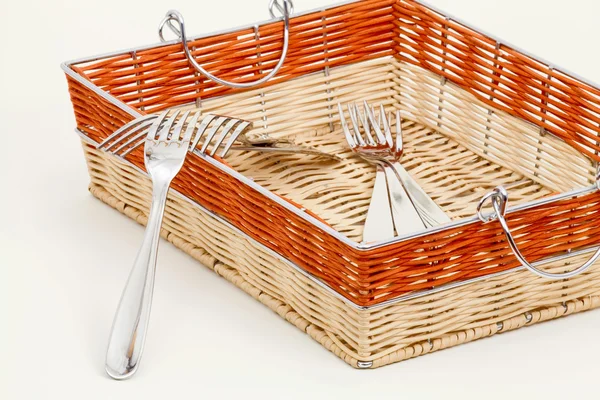 Forks and basket — Stock Photo, Image