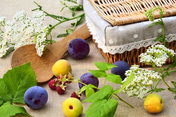 Frutta matura e fiori selvatici — Foto Stock