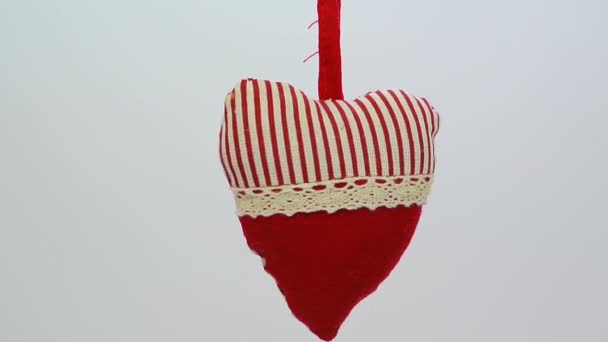 Czerwony i beżowy pasiasty serce ornament fullhd 1080p — Wideo stockowe