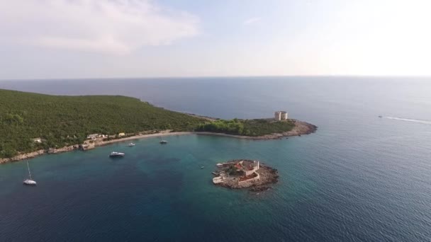 Жанійський острів і фортеця Арса, Чорногорія — стокове відео