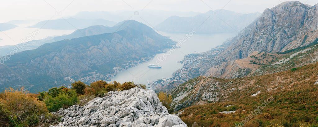 View from Mount Lovcen to Kotor Bay in Montenegro