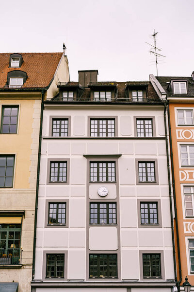 Facade of an old building at Marienplatz, Munich. High quality photo