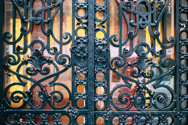 Belos portões de ferro forjado com padrões florais — Fotografia de Stock