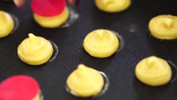 Woman hands shaping choux au craquelin on a silicone mat — Wideo stockowe