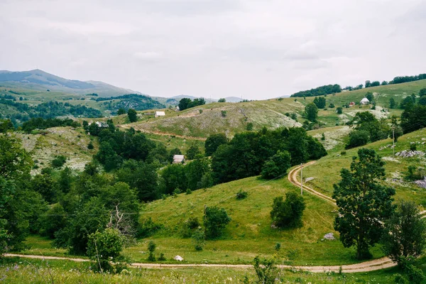 Durmitor国立公園に緑の山と牧草地 — ストック写真