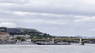 Margaret bridge over the Danube river. Budapest, Hungary. High quality 4k footage