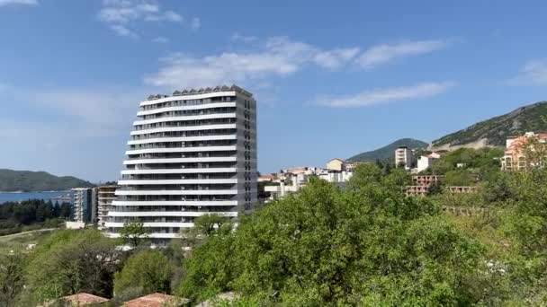 Exclusive Modern Hotel Skyline Resort Becici Montenegro High Quality Fullhd — Stockvideo