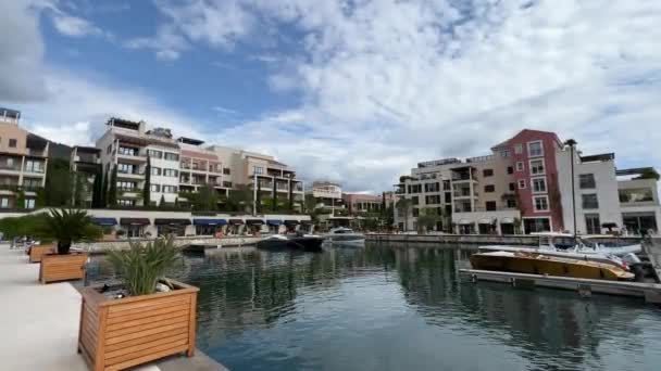 Marina Yachts Beautiful Houses Porto Montenegro High Quality Fullhd Footage — Wideo stockowe