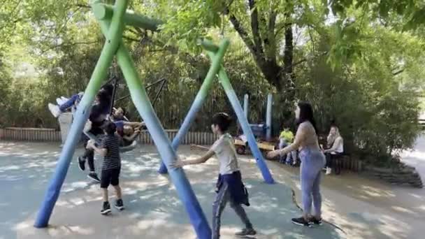Children Swing Chain Swing Playground High Quality Footage — стоковое видео