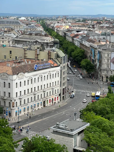 Pohled Ruského Kola Starobylé Budovy Andrassy Avenue Budapešť Maďarsko Kvalitní — Stock fotografie