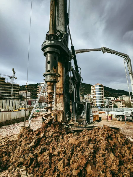 Drilling Rig Drills Ground Construction Site High Quality Photo — Φωτογραφία Αρχείου