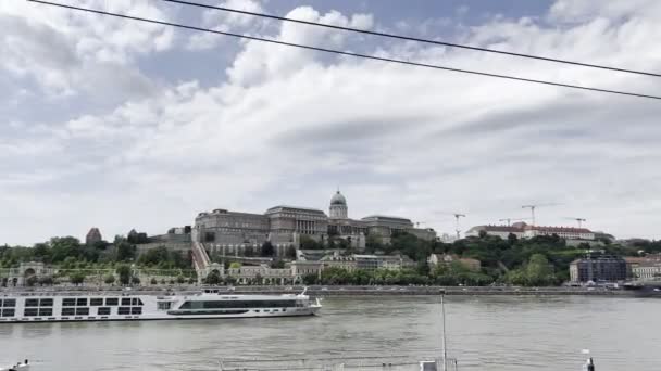 Вид Окна Трамвая Будинский Замок Будапешт Венгрия Высококачественные Кадры — стоковое видео