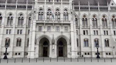 Marble building of the Hungarian Parliament. Budapest. High quality 4k footage