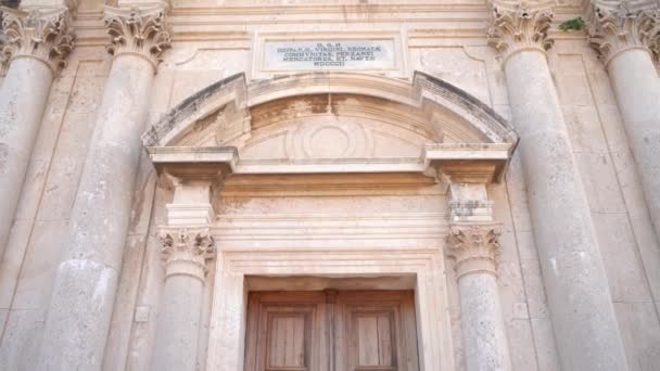 Main Entrance Columns Church Our Lady Birth Prcanj Montenegro High — Wideo stockowe