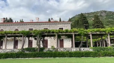 Terrace of a picturesque villa in the mountains in Montenegro. High quality 4k footage