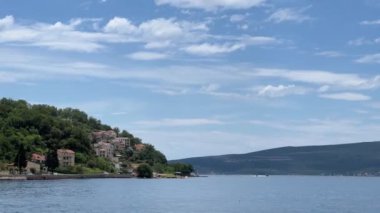 Picturesque houses surrounded by greenery on the shore of the bay. High quality 4k footage