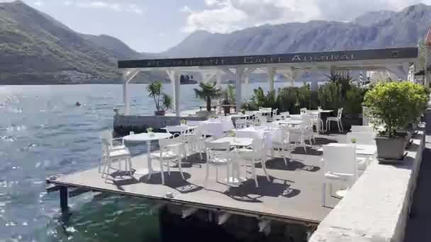 Outdoor Terrace Restaurant Admiral Seashore High Quality Footage — Stok video