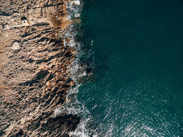 Aerial View Sea Waves Fantastic Rocky Coast View High Quality — Foto de Stock