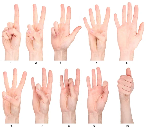 Numbers 1-10 in sign language — Stock Photo, Image