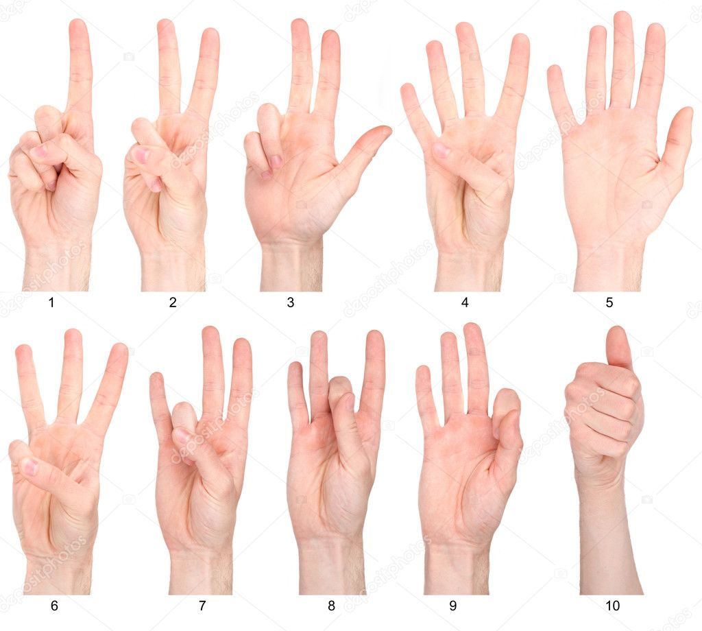 Numbers 1-10 in sign language