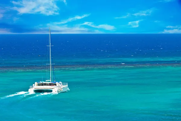 Catamaran zeilen op de Caribische zee — Stockfoto