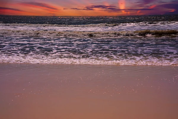 Wieczorne Niebo Magenta Nad Zatoką Meksykańską Destin Beach Florydzie — Zdjęcie stockowe