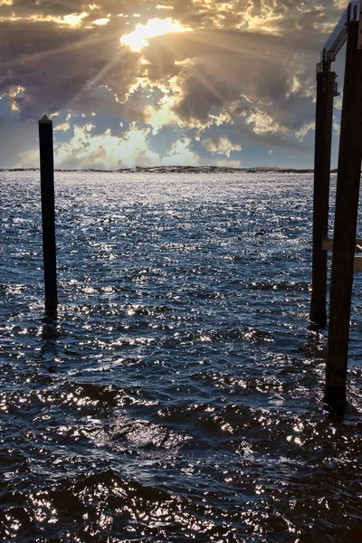 Sol Comenzando Ponerse Sobre Golfo México Despensa Destin Florida — Foto de Stock